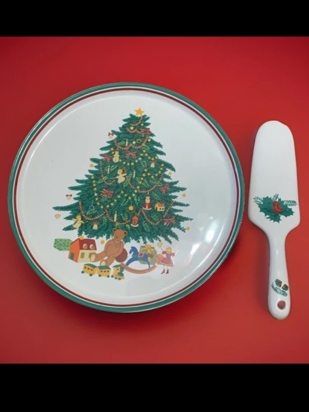 Vintage Signature Housewares Incorporated Holiday ceramic cake plate & server